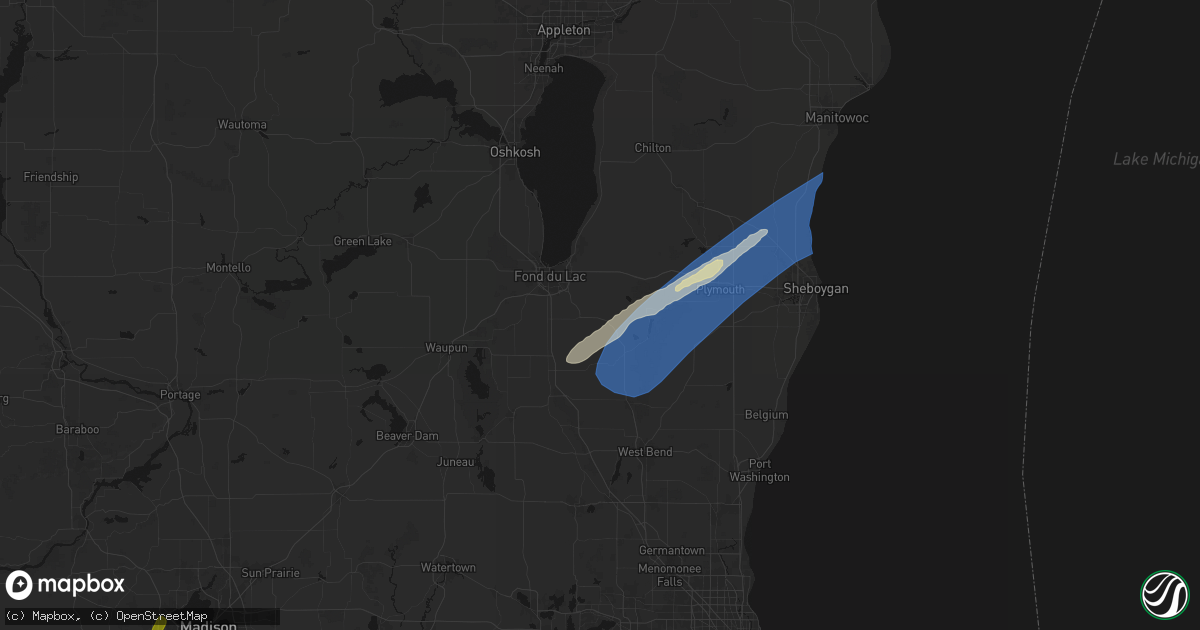 Hail map in Eden, WI on May 17, 2026