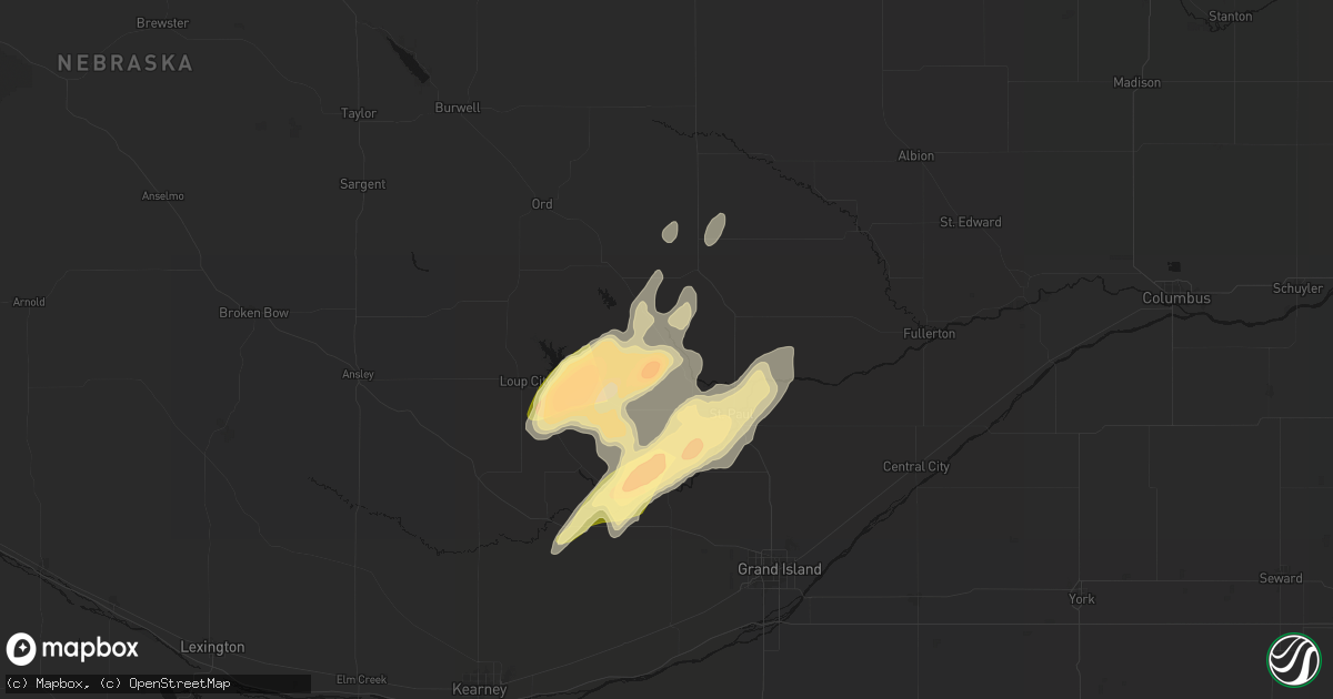 Hail map in Elba, NE on May 17, 2026