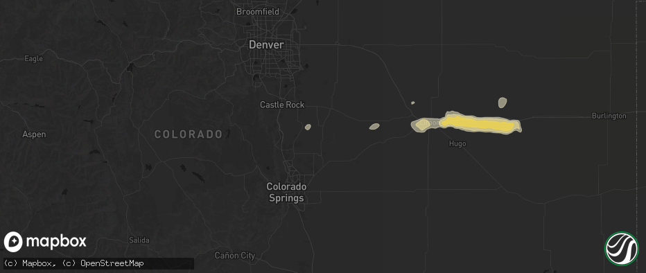 Hail map in Elbert, CO on May 17, 2026