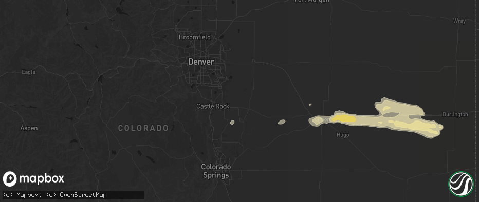 Hail map in Elizabeth, CO on May 17, 2026