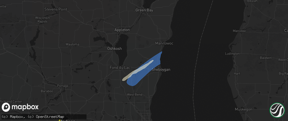Hail map in Elkhart Lake, WI on May 17, 2026