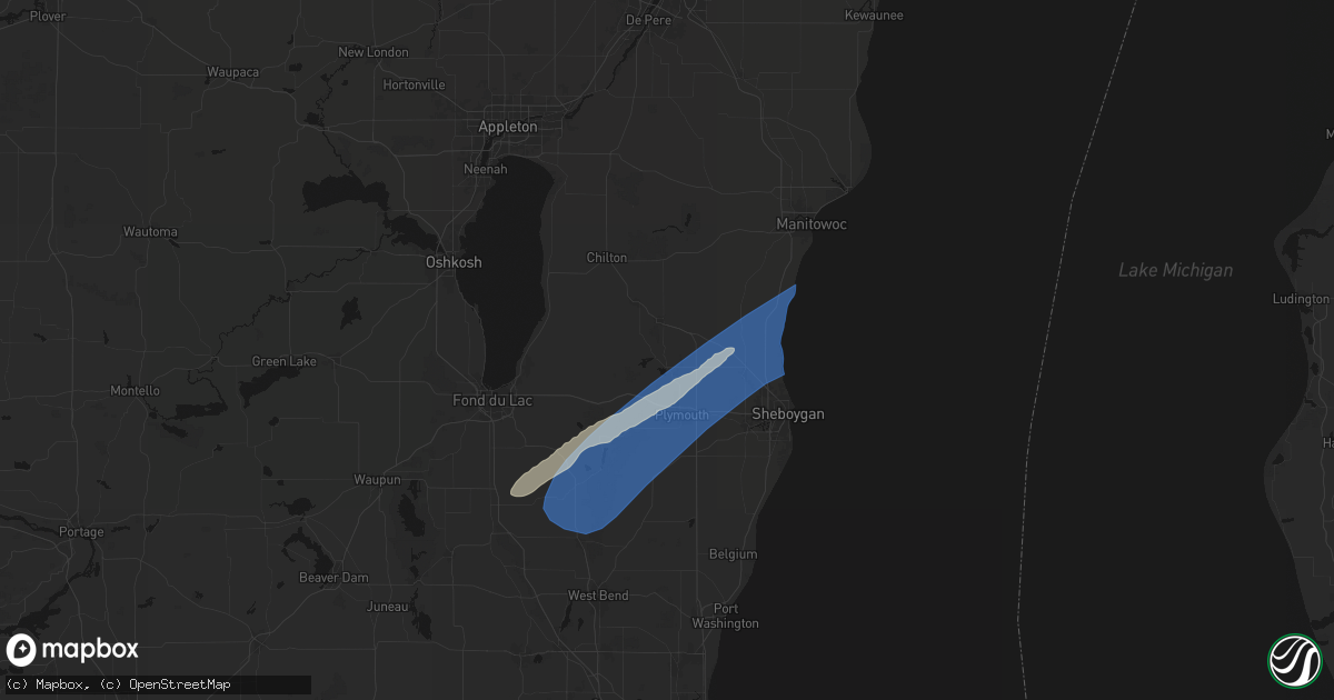Hail map in Elkhart Lake, WI on May 17, 2026