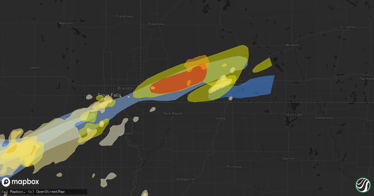 Hail map in Ellsworth, MN on May 17, 2026