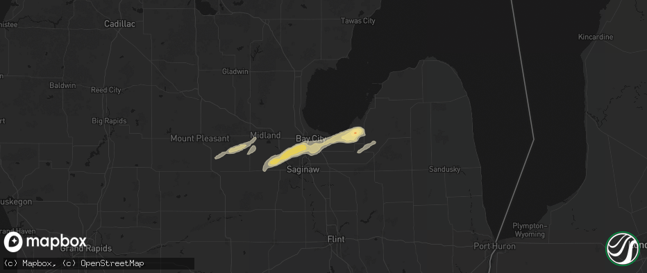 Hail map in Essexville, MI on May 17, 2026