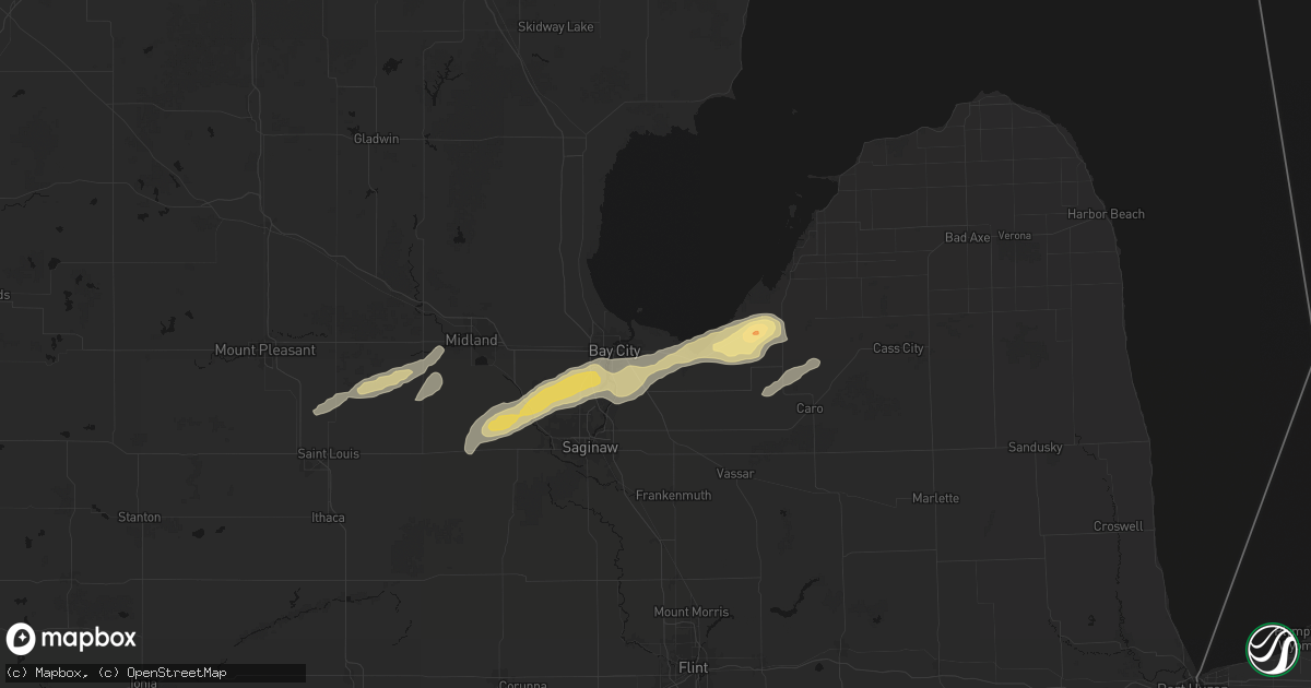 Hail map in Essexville, MI on May 17, 2026