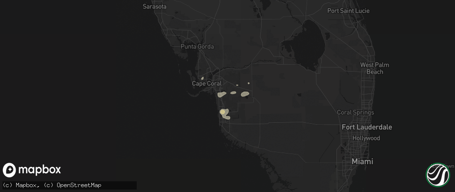 Hail map in Estero, FL on May 17, 2026