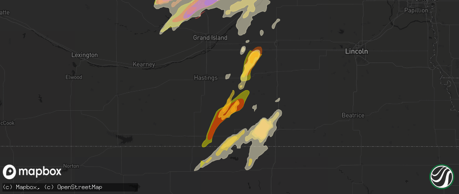 Hail map in Fairfield, NE on May 17, 2026