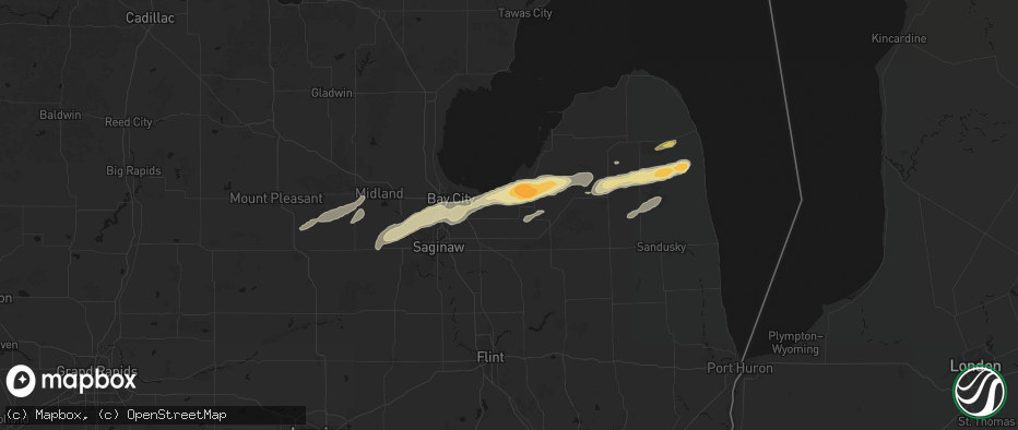 Hail map in Fairgrove, MI on May 17, 2026