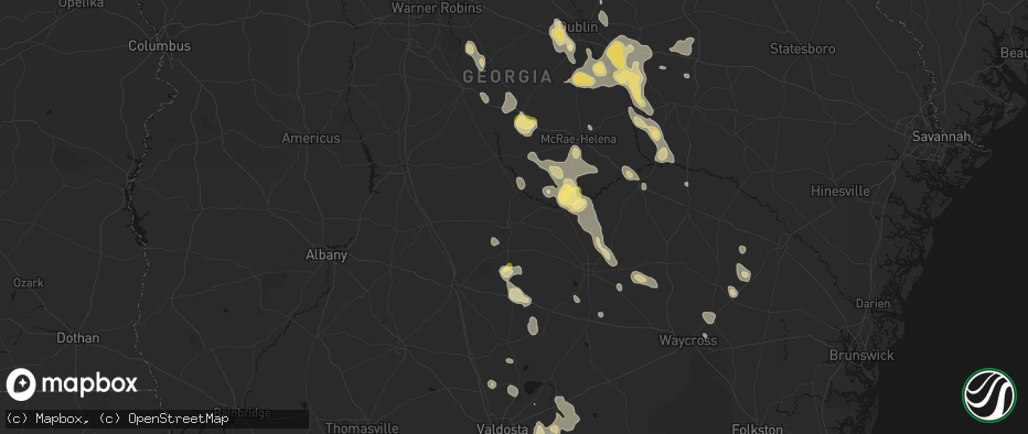 Hail map in Fitzgerald, GA on May 17, 2026