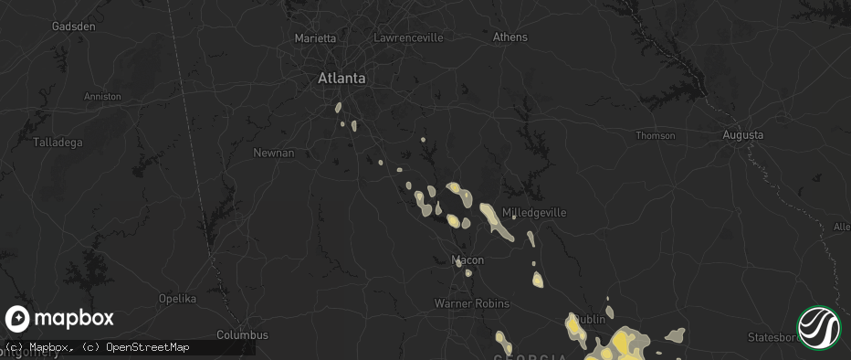 Hail map in Flovilla, GA on May 17, 2026