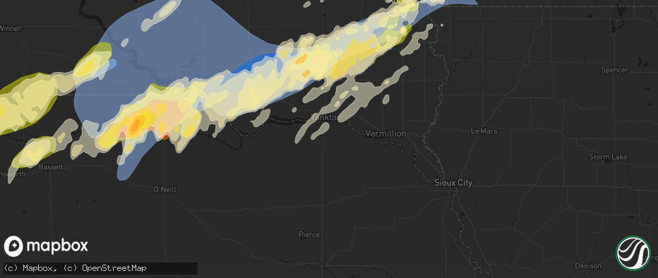 Hail map in Fordyce, NE on May 17, 2026