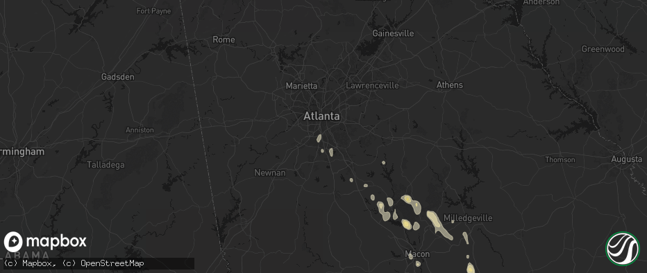 Hail map in Forest Park, GA on May 17, 2026