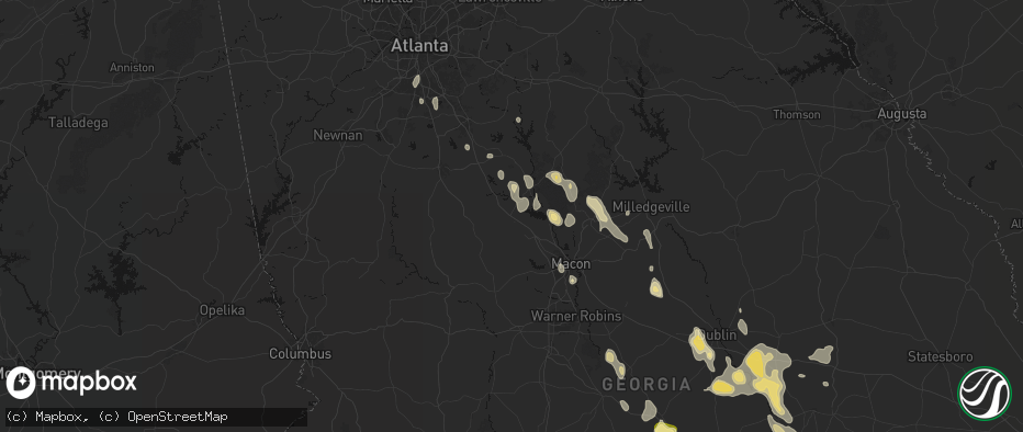 Hail map in Forsyth, GA on May 17, 2026