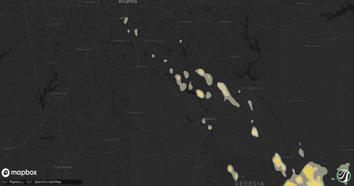 Hail map in Forsyth, GA on May 17, 2026