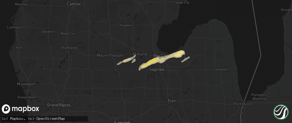 Hail map in Freeland, MI on May 17, 2026