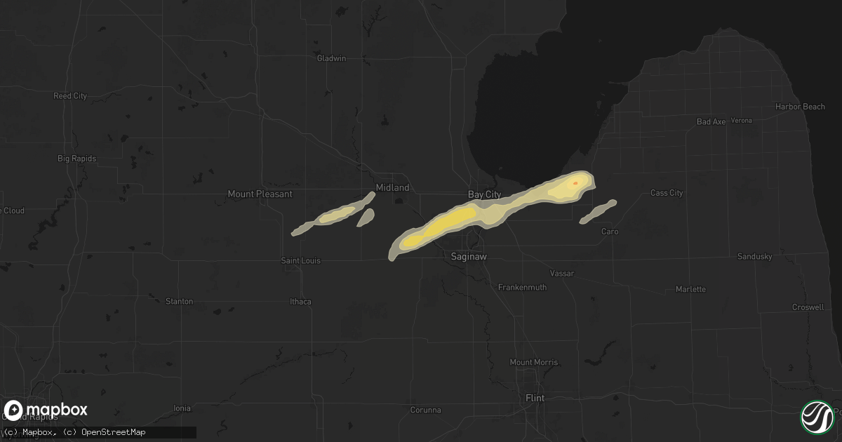 Hail map in Freeland, MI on May 17, 2026
