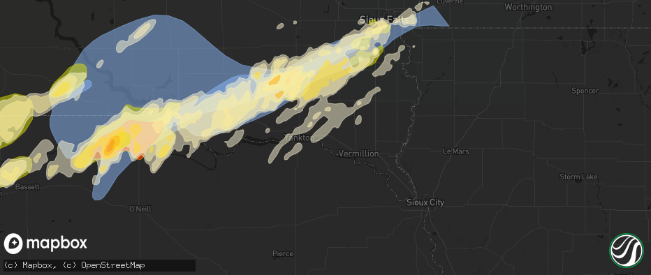 Hail map in Gayville, SD on May 17, 2026