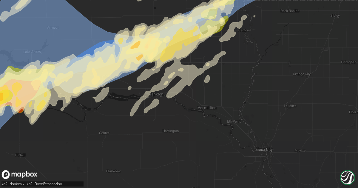 Hail map in Gayville, SD on May 17, 2026