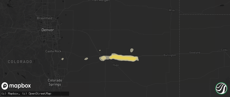 Hail map in Genoa, CO on May 17, 2026