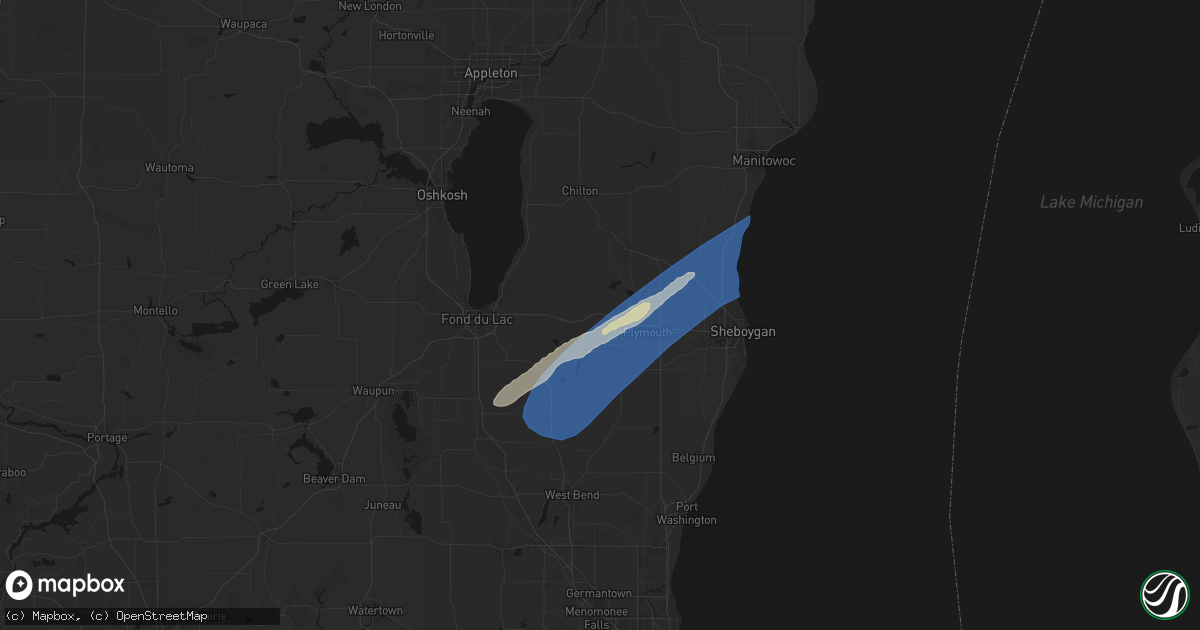 Hail map in Glenbeulah, WI on May 17, 2026