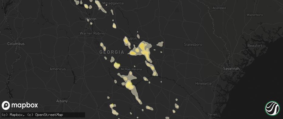 Hail map in Glenwood, GA on May 17, 2026