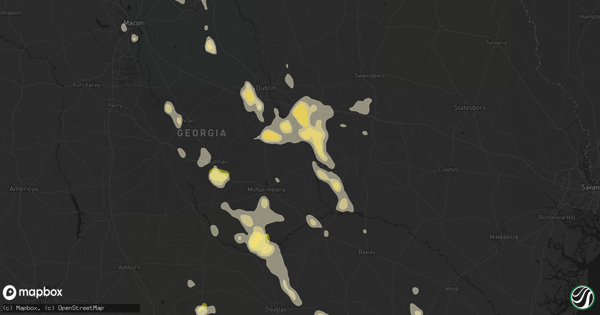 Hail map in Glenwood, GA on May 17, 2026