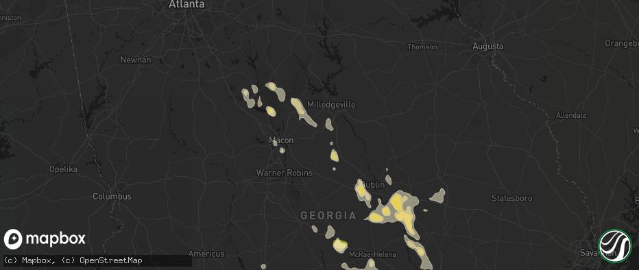 Hail map in Gordon, GA on May 17, 2026