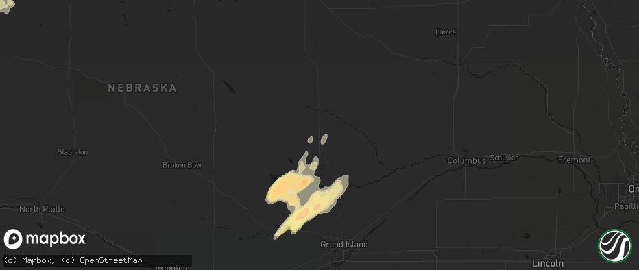 Hail map in Greeley, NE on May 17, 2026