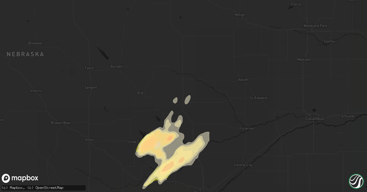 Hail map in Greeley, NE on May 17, 2026
