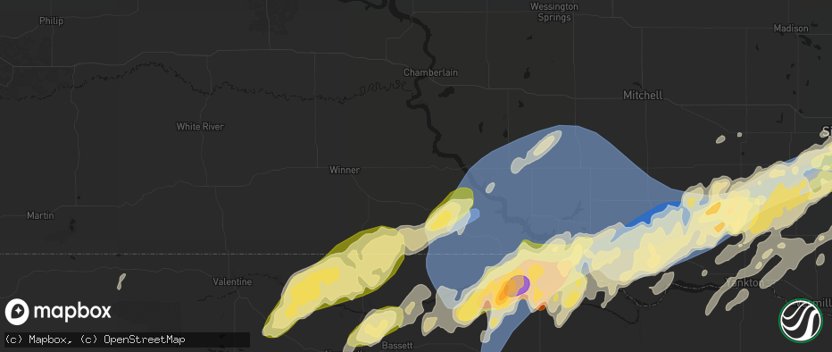 Hail map in Gregory, SD on May 17, 2026