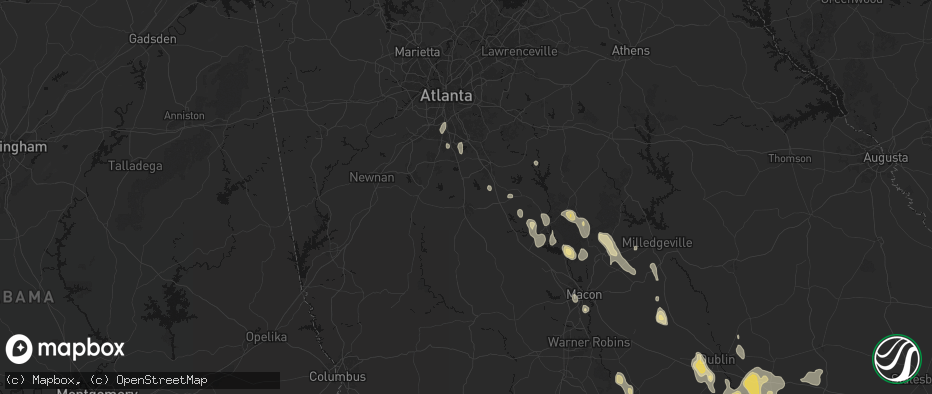 Hail map in Griffin, GA on May 17, 2026
