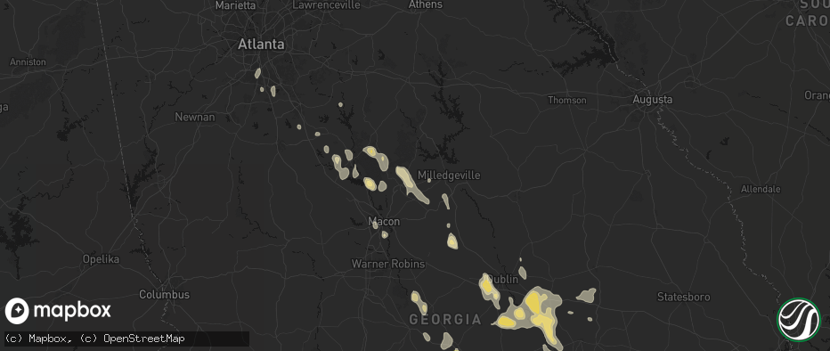 Hail map in Haddock, GA on May 17, 2026
