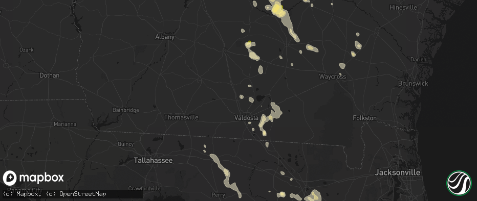 Hail map in Hahira, GA on May 17, 2026