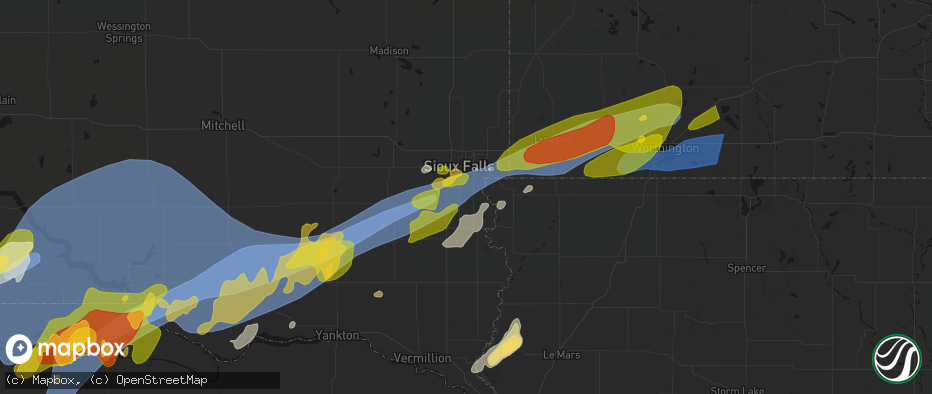 Hail map in Harrisburg, SD on May 17, 2026