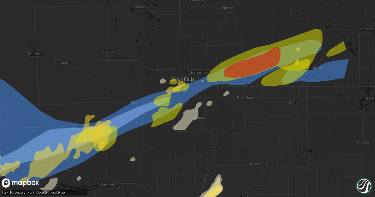 Hail map in Harrisburg, SD on May 17, 2026