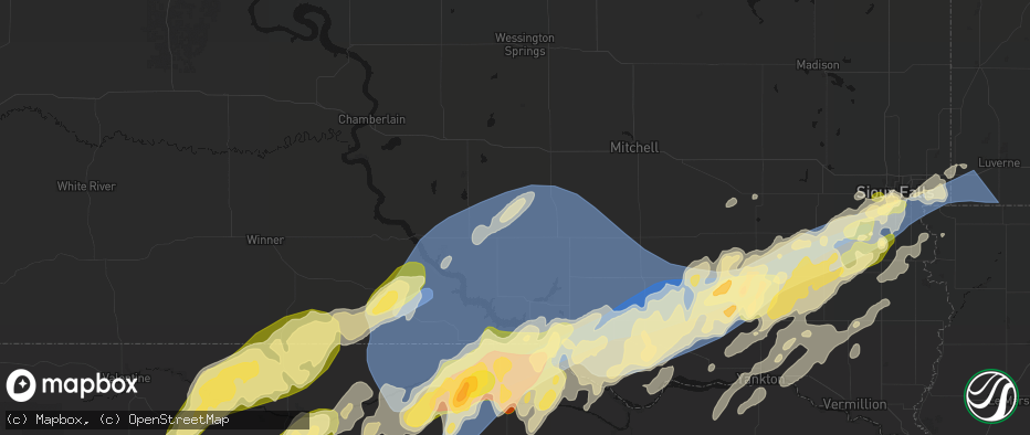 Hail map in Harrison, SD on May 17, 2026