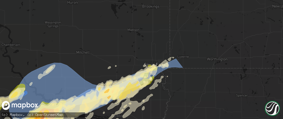 Hail map in Hartford, SD on May 17, 2026