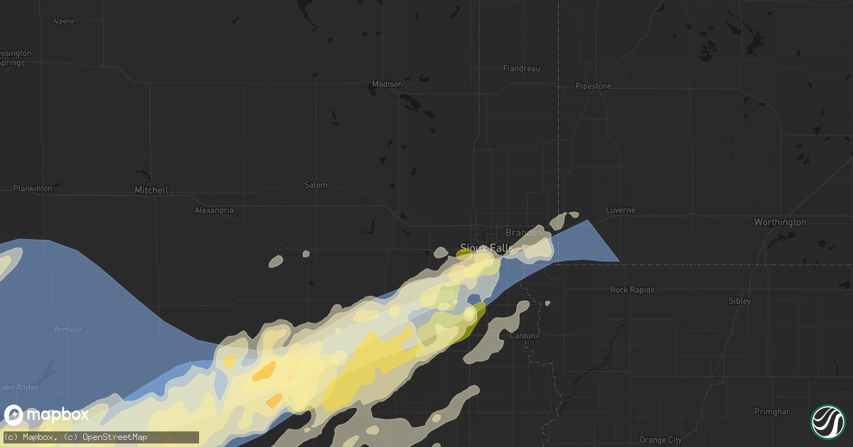 Hail map in Hartford, SD on May 17, 2026