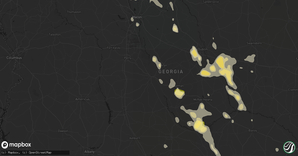 Hail map in Hawkinsville, GA on May 17, 2026