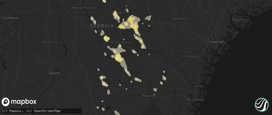 Hail map in Hazlehurst, GA on May 17, 2026