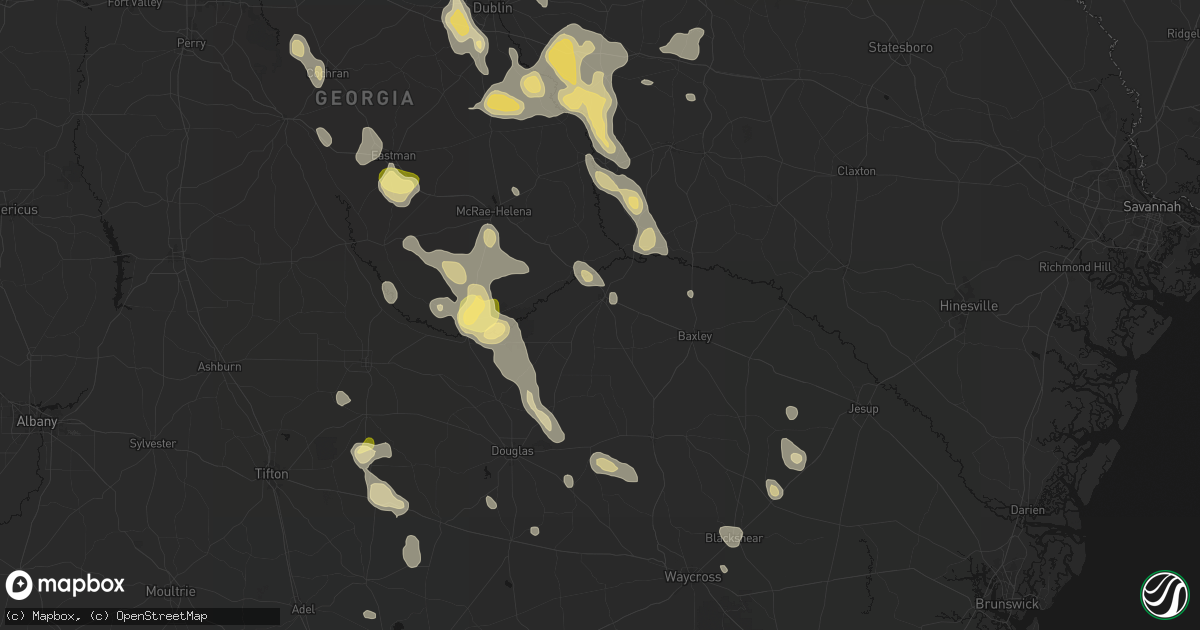 Hail map in Hazlehurst, GA on May 17, 2026