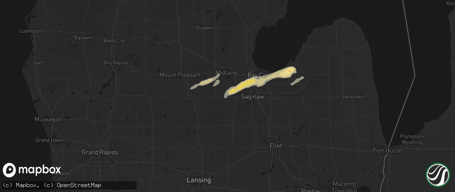 Hail map in Hemlock, MI on May 17, 2026