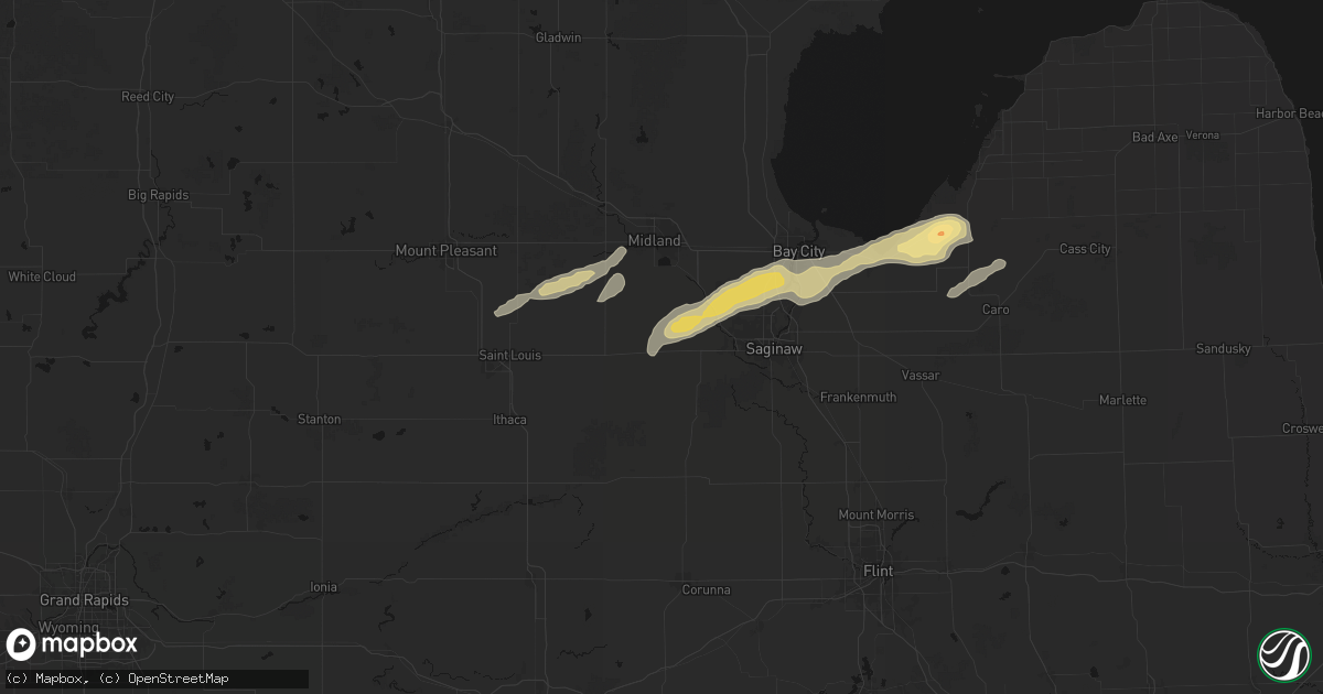 Hail map in Hemlock, MI on May 17, 2026