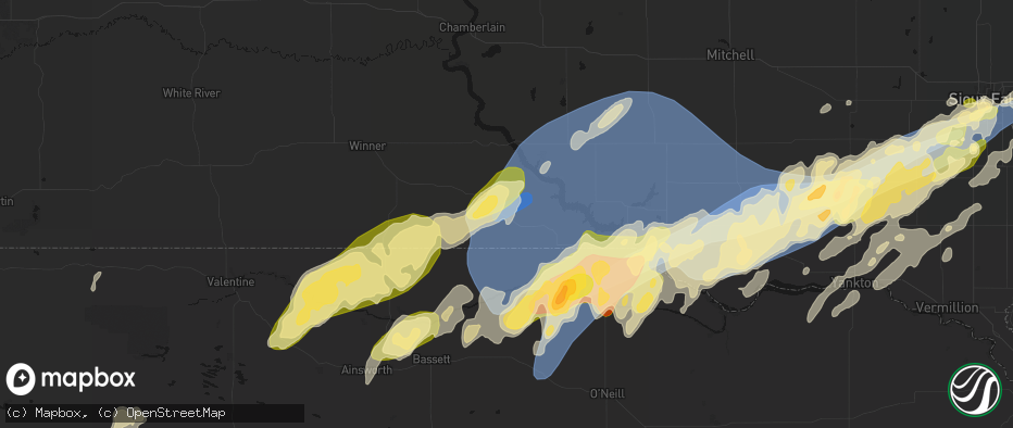 Hail map in Herrick, SD on May 17, 2026