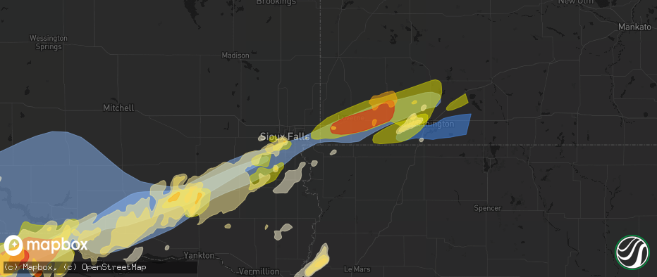 Hail map in Hills, MN on May 17, 2026