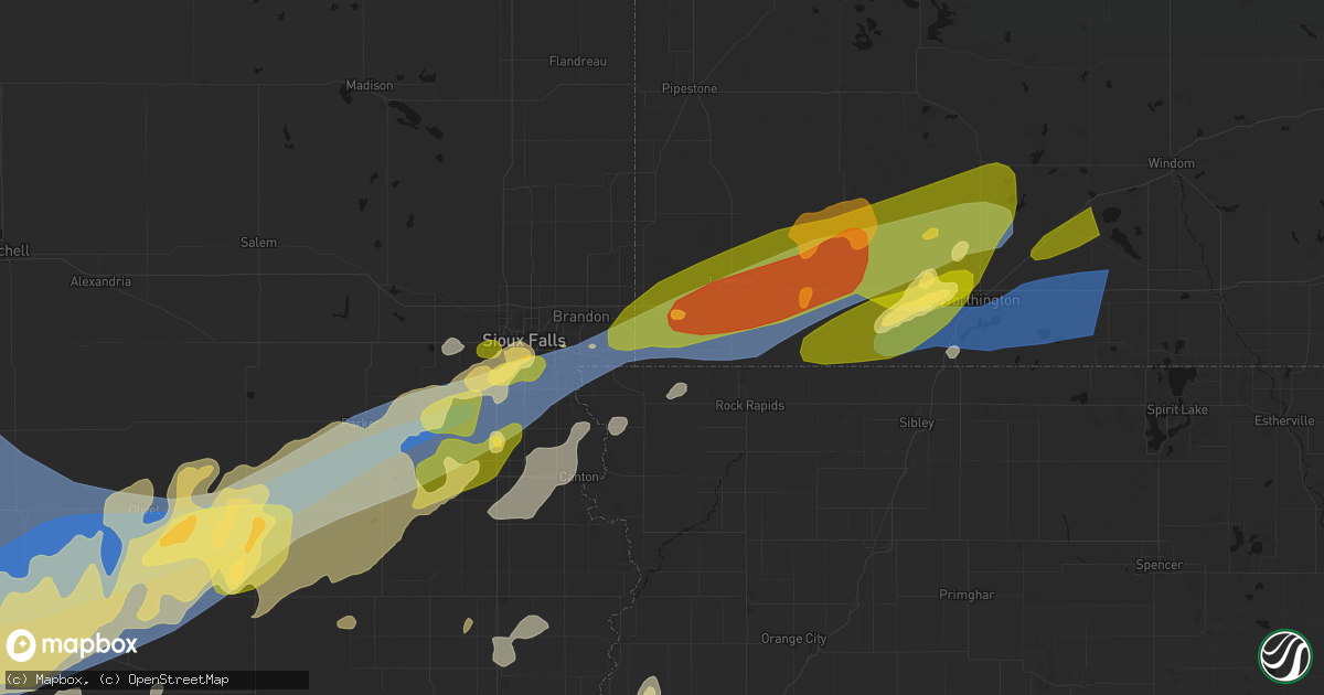 Hail map in Hills, MN on May 17, 2026