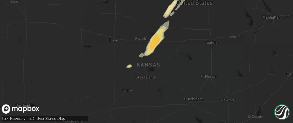 Hail map in Hoisington, KS on May 17, 2026