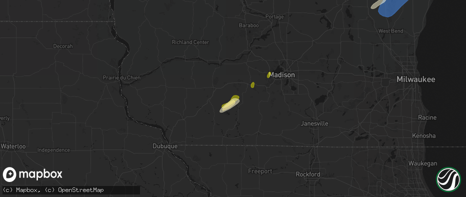 Hail map in Hollandale, WI on May 17, 2026