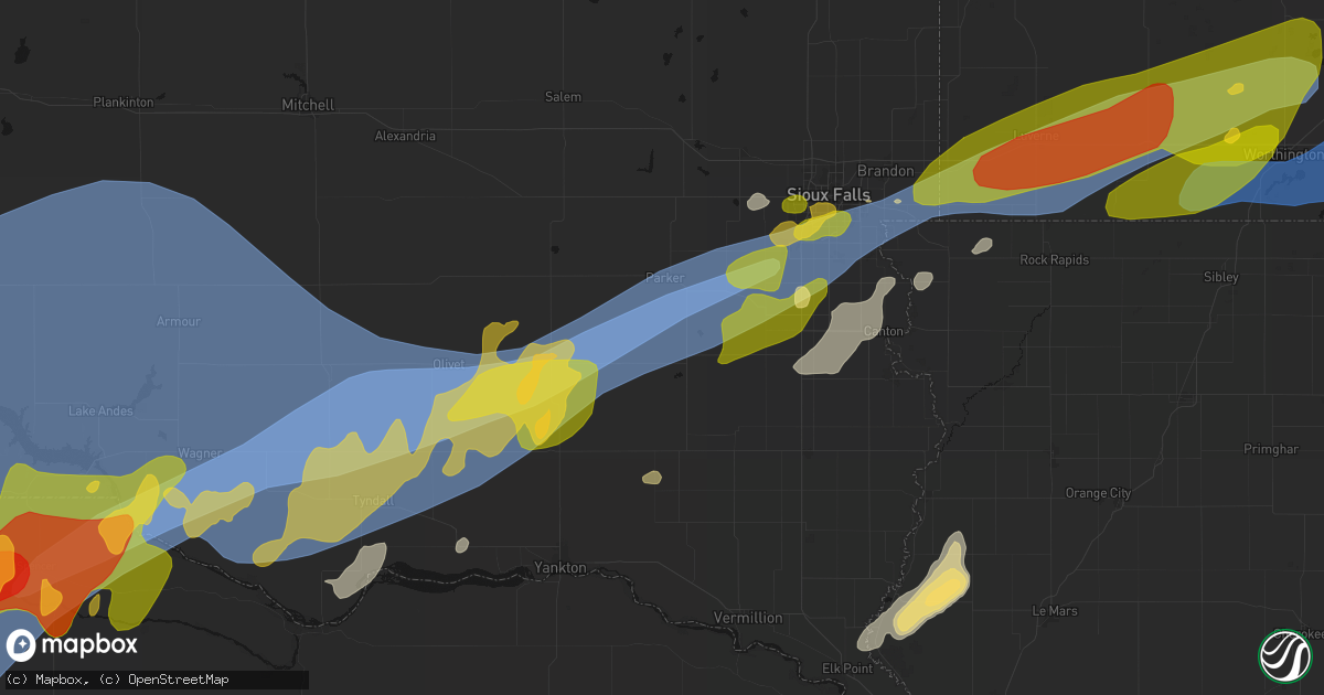 Hail map in Hurley, SD on May 17, 2026