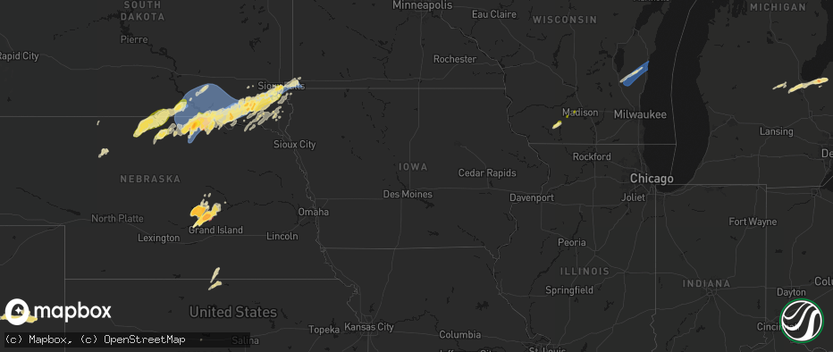Hail map in Iowa on May 17, 2026